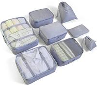 BillyBath Organizador de Equipaje 8 en 1 Set de Organizadores de Viajes, para mujeres, hombres, separación seca y húmeda, separación de ropa limpia y sucia, perfectamente plegada, Gris