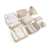 BillyBath Organizador de Equipaje 8 en 1 Set de Organizadores de Viajes, para mujeres & hombres, separación seca y húmeda, separación de ropa limpia y sucia, perfectamente plegada (Beige)