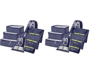 BillyBath Organizador De Maletas,bolsas De Ropa De Viaje,juego De Organizador De Maletas 8 En 1,equipaje De Viaje,Para Ropa,Zapatos,Ropa Interior,Cosméticos (Azul oscuro) (Paquete de 2)