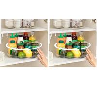 BillyBath Organizador de platos giratorios 360° Lazy Susan, estante para especias, soporte para especias soporte de cocina, sin agujeros, organizador de cocina, almacenamiento (Paquete de 2)