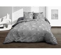 Biloba - Funda nórdica de 240 x 260 cm y 2 Fundas de Almohada, algodón Puro de 57 Hilos, Color Gris