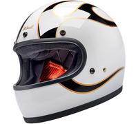 Biltwell Gringo Flames, casco integral L male Blanco/Negro/Oro
