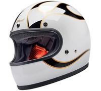 Biltwell Gringo Flames, casco integral XL male Blanco/Negro/Oro