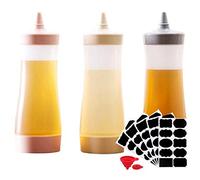 Biluer 3PCS Squeeze Bottle Botella de Salsa Dispensador de Botellas de Plástico Con 1PCS Embudos de Cocina And 5PCS Etiquetas de Tarro para Condimentos Salsa de Tomate Mostaza Mayonesa