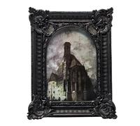 BILXIM Marco de fotos vintage de 4 x 6 pulgadas, marco de fotos arqueado ornamentado negro antiguo para colgar en la pared o en la mesa, decoración gótica retro del hogar, arte de galería de fotos