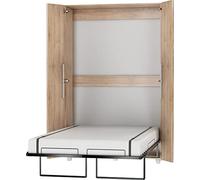 BIM Furniture Cama de pared con armario de 120 x 200 cm, cama plegable vertical, armario con cama plegable integrada, cama funcional con somier (roble Sonoma)