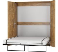 BIM Furniture Cama de pared con armario de 160 x 200 cm, cama plegable vertical, armario con cama plegable integrada, cama funcional con somier (roble borgoña)