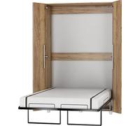 BIM Furniture Cama de pared con armario Teddy de 120 x 200 cm, cama plegable vertical, armario con cama plegable integrada, cama funcional con somier (Craft Gold)