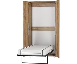 BIM Furniture Cama de pared con diseño de oso de peluche, 90 x 200 cm, armario vertical con cama plegable integrada, funcional con somier (Craft Gold)