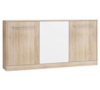 BIM Furniture - Cama horizontal para armario Roger 90 x 200 cm, plegable de pared, armario con cama plegable integrada, cama funcional (roble Sonoma / blanco)