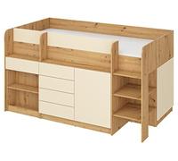 BIM Furniture Litera Smile P Muebles para niños, Juego de muebles para una habitación infantil, una cama con escritorio, estantes, cajones: lado derecho (roble Artisan/crema)