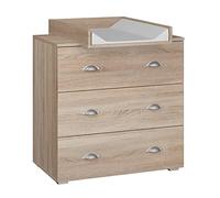 BIM Furniture Mia - Cómoda cambiador para bebé, 72 x 80 x 90 cm, cajonera con cambiador, muebles para habitación infantil, mucho espacio de almacenamiento, roble Sonoma