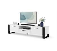 BIM Furniture Mueble de TV para televisor de hasta 70", Moderno, 3 Puertas de Madera, Ideal para salón, Dormitorio, Banco de TV, 1 nicho Abierto y pasacables Integrado, Blanco, Nuka