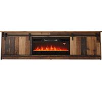 BIM Furniture Mueble para TV Granero de 200 cm con chimenea eléctrica frontal fresado de alta calidad MDF de alta calidad mueble bajo para TV, aparador, mesa de alta fidelidad, mesa de televisión