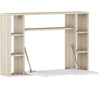 BIM Furniture Muse - Estantería de escritorio plegable para colgar en la pared (roble Sonoma/blanco brillante)