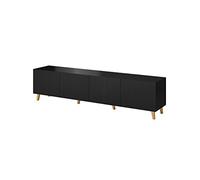 BIM Furniture PAFOS - Armario de TV (200 cm, con Frontal fresada, MDF, Mueble de TV, aparador, cómoda de Alta fidelidad, Patas escandinavas