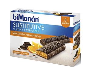 BiManán Barrita Chocolate Negro Naranja 8U - Sustitutivo De La Comida Para Control Del Peso