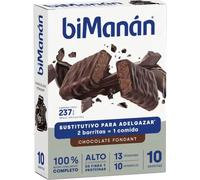 Bimanán Barritas Sustitutivas Sabor Chocolate Fondant 10 uds