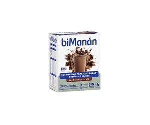 biManán - Batido de Chocolate, Batidos Sustitutivos de Comidas para Adelgazar, Bajos en Calorías, Ayudan a Perder y Controlar el Peso, con Proteínas, Vitaminas y Minerales - 6 x 50 g: 300 g