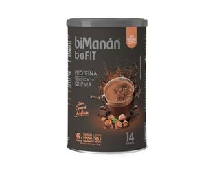 biManán - Batido de Proteína Sabor Cacao y Avellanas - 49% Proteína, 14.7g por Porción, con Guaraná, Fibra, Ácido Fólico, Vitaminas y Minerales - Tonifica y Aumenta Masa Muscular - 420g, 14 Batidos