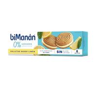 BiManán - Galleta de Limón, 0% Azúcares Añadidos, Alto Contenido de Fibra, Sin Gluten, Caja de 8 Unidades (126 g)