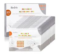 Bimirth Bolsas Esterilizadoras a Vapor para Microondas, Paquete de 16 reutilizables, Biberones, Chupete, mordedores & Copas de entrenamiento, 20 usos por bolsa, sistema de marcado, sin químicos