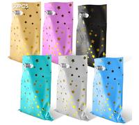 Bimkole 30 bolsas de regalo de fiesta, bolsas de regalo de plástico coloridas para fiestas, bolsas de dulces con patrón de estrellas brillantes, bolsas de botín para niños, cumpleaños, baby showers,