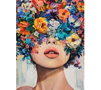 Bimkole 5D Diamond Painting Kit Bricolaje Arte Flor, Mujer Pintura De Arte Pintura Diamantes Kits Estampados De Punto De Cruz Diamantes de Imitación Decoración de Pared 30x40cm