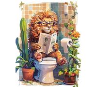 Bimkole 5D Diamond Painting Kit Bricolaje Arte León Del Baño, Animal Pintura De Arte Pintura Diamantes Kits Estampados De Punto De Cruz Diamantes de Imitación Decoración de Pared 30x40cm