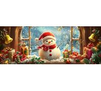 Bimkole 5D Grande Diamond Painting Kit Bricolaje Arte Muñeco De Nieve, Navidad Pintura De Arte Pintura Diamantes Kits Estampados De Punto De Cruz Diamantes de Imitación Decoración de Pared 30x80 cm