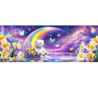 Bimkole 5D Grande Diamond Painting Kit Bricolaje Arte Oso De Peluche, Luna Pintura De Arte Pintura Diamantes Kits Estampados De Punto De Cruz Diamantes de Imitación Decoración de Pared 30x80 cm