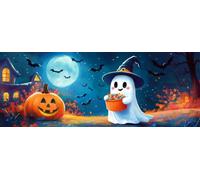 Bimkole 5D Grande Diamond Painting Kit Fantasma De Halloween, Calabaza Pintura De Arte Pintura Diamantes Kits Estampados De Punto De Cruz Diamantes de Imitación Decoración de Pared 30x80 cm