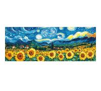 Bimkole Grande Kit De Pintura Por Números Para Adultos Girasol, Kit De Pintura Al óleo Sobre Lienzo Para Paisaje Paint by Numbers Principiantes, Para Decoración De Pared Del Hogar 30x80 cm