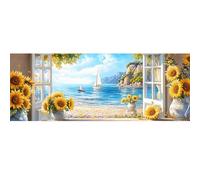 Bimkole Grande Kit De Pintura Por Números Para Adultos Ventana, Kit De Pintura Al óleo Sobre Lienzo Para Girasol Paint by Numbers Principiantes, Para Decoración De Pared Del Hogar 30x80 cm