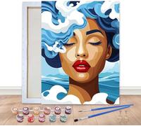 Bimkole Kit de pintura enmarcada por números para mujeres adultas, pintura al óleo sobre lienzo con marco, juego de pintura en aerosol por números para decoración de pared del hogar, 20 x 30 cm