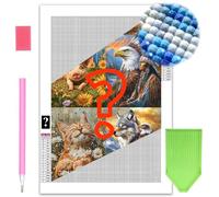 Bimkole Pintura de diamantes de imitación de animales misteriosos 5D, pintura con diamantes, arte misterioso taladro completo bordado de diamantes de imitación hechos a mano, cuadros de punto de cruz, arte arte arte lienzo para decoración de pared del hogar, 12 x 16/14 x 14 pulgadas