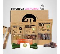 BIMORBOX Cachorros Medianos y Grandes - Pack Ahorro con Juguete, Mordedor de Olivo y Snacks Sin Aditivos