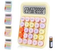 Bimormat Calculadora electrónica colorida, pantalla LCD grande de 12 dígitos y botones redondos grandes, calculadora de escritorio de color caramelo para oficina, escuela, hogar, negocios (Reino