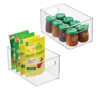 Bin de despensa apilable de plstico IDESIGT - Bin organizador con manijas para gabinetes o refrigerador - Juego de 2 - Clear