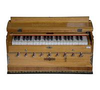Bina Sangeet, Harmonium en Estados Unidos, color natural, 9 paradas, 3 1/2 octavas), doble Reed, acoplador, bolsa de nailon, libro, kirtans, Bhajans instrumento musical indio (pdi-bjb)