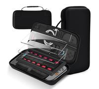 binandteam Funda Protectora para Nintendo Switch 2 con Cristal Templado Case, Estuche de Transporte Ligero Rígido para AirTag y Ranuras para Tarjetas de 12 Juegos - Negro
