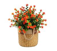 binandtem - 8 paquetes de flores artificiales (6 paquetes de flores + 2 hierbas vegetales), plantas de plástico sintético con tallos flexibles, resistentes a los rayos UV para jardín, cestas de porche