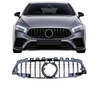 BinaParts Panamericana Grill Adecuado para Mercedes Clase A W177 & V177 Facelift (2018-2023) - Negro brillante - Sin cámara frontal