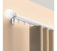 Binario per Tende da Parete in Alluminio Facile Installazione con Ruote Silenziose 3.7m/12.1ft Perfetto per Soggiorno Camera da Letto Ufficio e Hotel Bianco