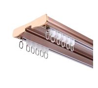 Binario Tenda Soffitto Scorrevole in Alluminio Bianco con Kit Completo Bastone Tenda Decorativo con Guida Arricciata e Acciaio Riloga Champagne 210cm