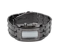 Binary Matrix Blue LED Reloj, Digital para Hombre Classic Creative Fashion Relojes de Pulsera LED Reloj de Pulsera Digital(Negro1)