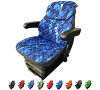 Binbir Trend Funda de asiento universal resistente de tres piezas para tractor con reposacabezas, funda para asiento de montacargas (camuflaje azul Impertex)