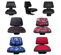 Binbir Trend Funda de asiento universal resistente para tractores con asientos planos, funda de asiento de carretilla elevadora, patrón de camuflaje, 4 colores (vinilo negro DT-101)