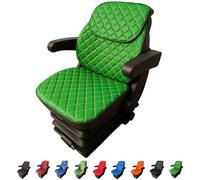 Binbir Trend Funda universal resistente para asiento de tractor de tres piezas con reposacabezas, funda para asiento de John Deere (Cuero verde - Costuras amarillas)