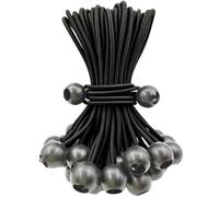 BINCKIN Gomas tensoras con bola de 15 cm, 25 unidades de tensores de goma con bola, tensor de lona con bola corta, goma tensora para lonas, redes, pancartas, camping, color negro